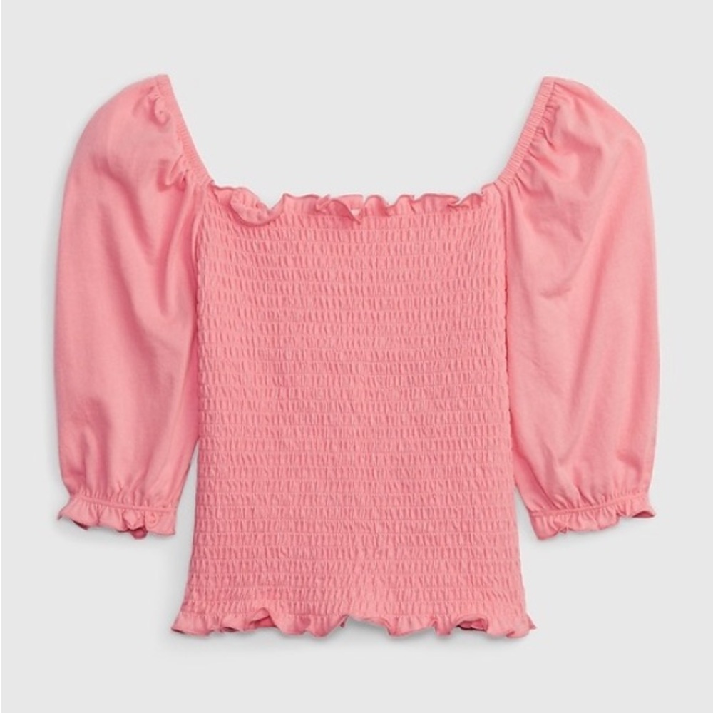 Gap Pink Smocked Puff Sleeve Top Kids Girls